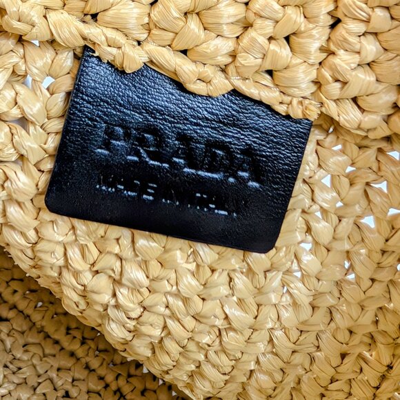 Prada Natural/Beige Small Woven Raffia Tote - Picture 11 of 13